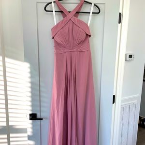 Azazie Floor Length Gown with Criss Cross Front to Back